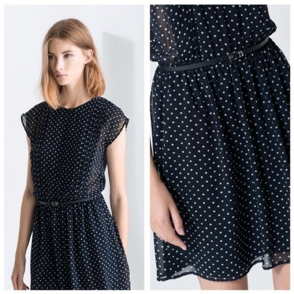 zara pleated polka dot dress